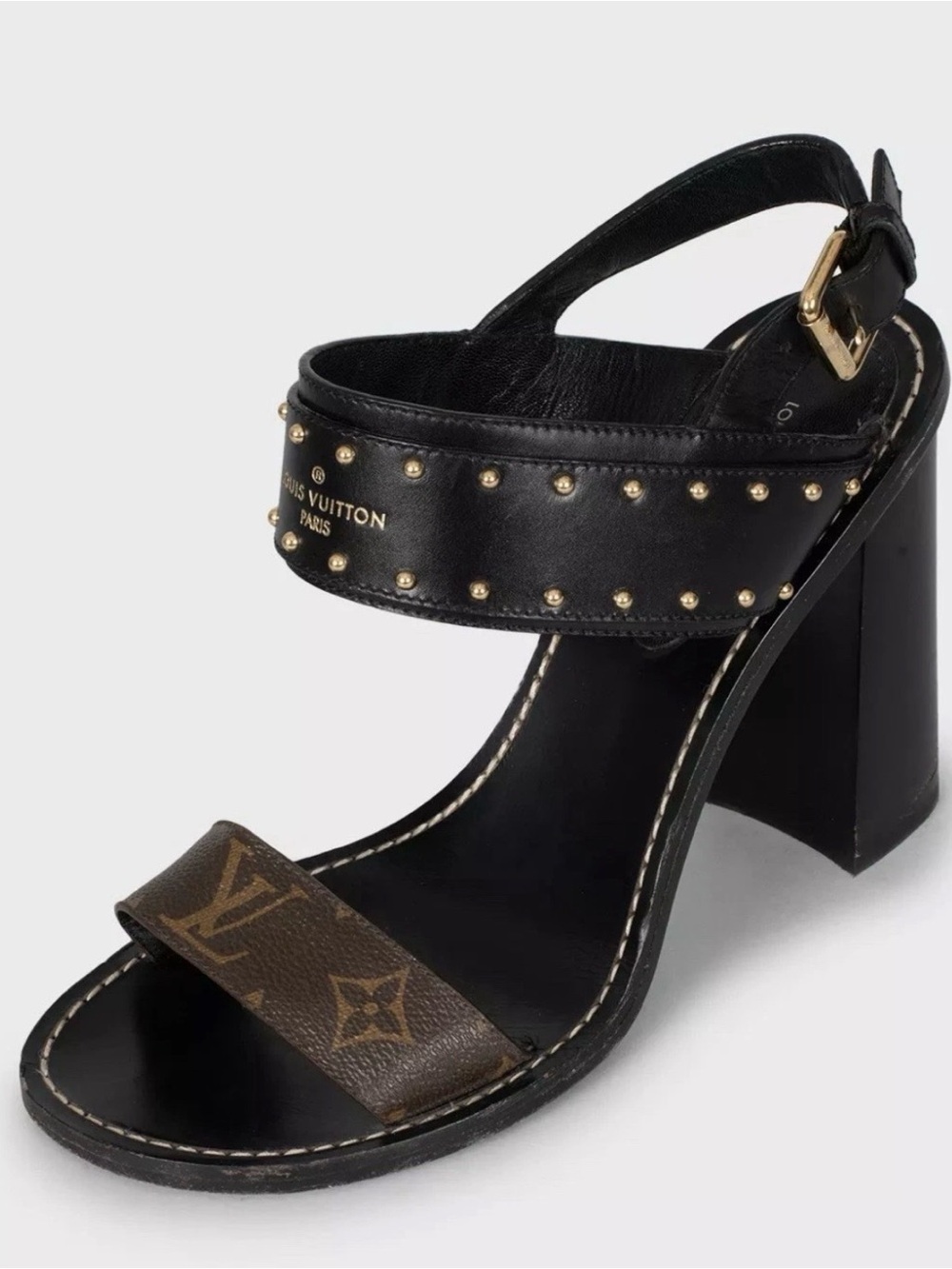Authentic studded monogram Louis Vuitton sandals EU 41 US 10 - Picture 2 of 4